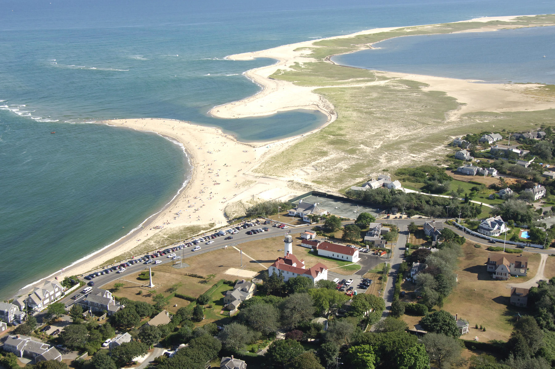 The dunes and sandbar at Chatham Lighthouse Beach on Cape Cod